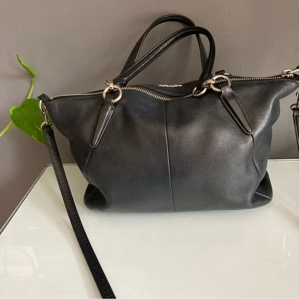 Coach Black Leather Kelsey Satchel Crossbody Bag